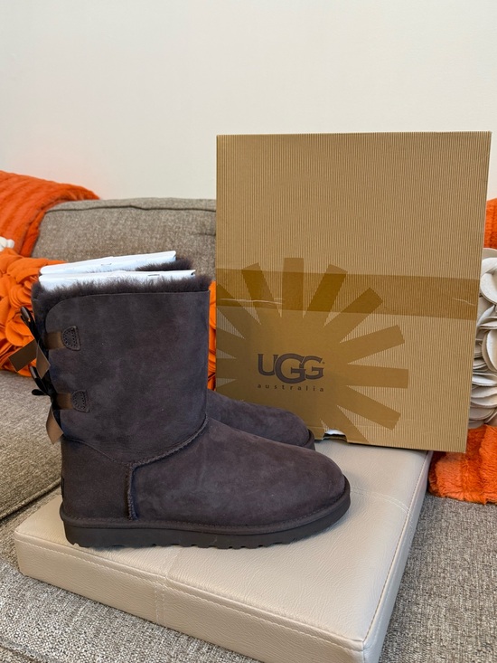 UGG Shoes - New in the Box UGG Bailey Bow Chocolate Brown Suede Boots 1002954